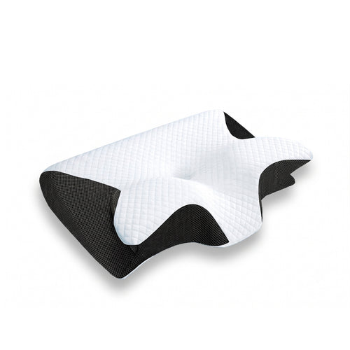 Ergonomic butterfly memory foam neck pillow with black breathable mesh by Marnify