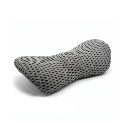 Grey ergonomic memory foam lumbar support cushion featuring a breathable 3D mesh cover by Marnify