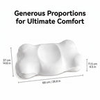 Generous proportions of the Marnify ergonomic cloud pillow measuring 68 by 37 by 11.5 cm for ultimate sleeping comfort