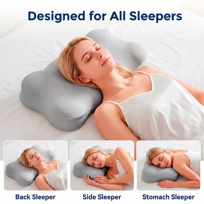 Large Ergonomic Cloud Contour Memory Foam Pillow - Grey