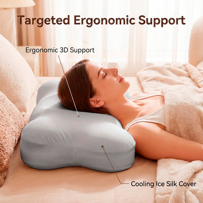 Large Ergonomic Cloud Contour Memory Foam Pillow - Grey