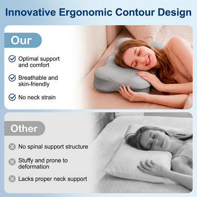 Large Ergonomic Cloud Contour Memory Foam Pillow - Grey